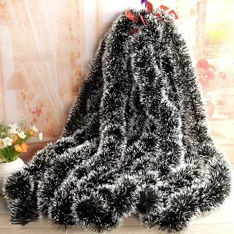 Christmas Green Tinsel Ribbon – Festive Garland for Trees & Holiday Decor