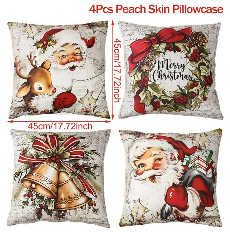 4pcs Christmas Pillow Covers – Soft, Durable & Holiday Style