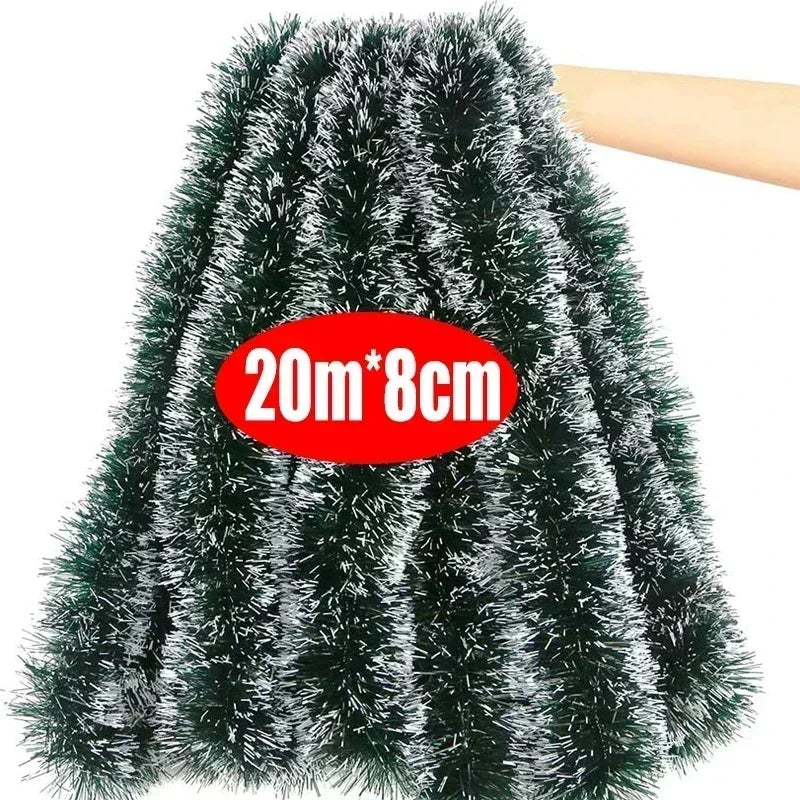 Christmas Green Tinsel Ribbon – Festive Garland for Trees & Holiday Decor