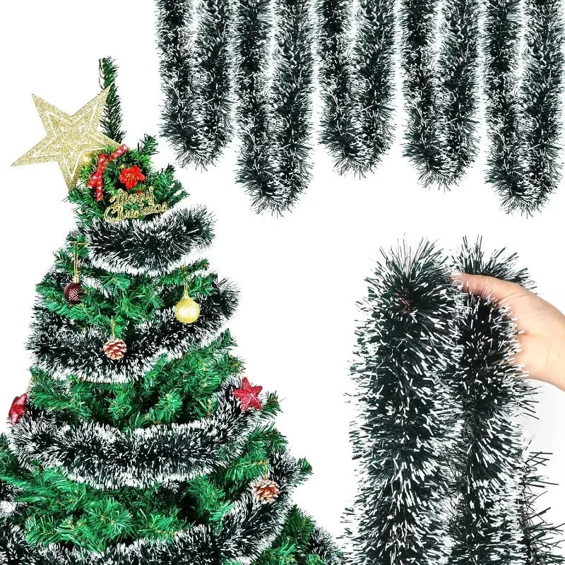 Christmas Green Tinsel Ribbon – Festive Garland for Trees & Holiday Decor