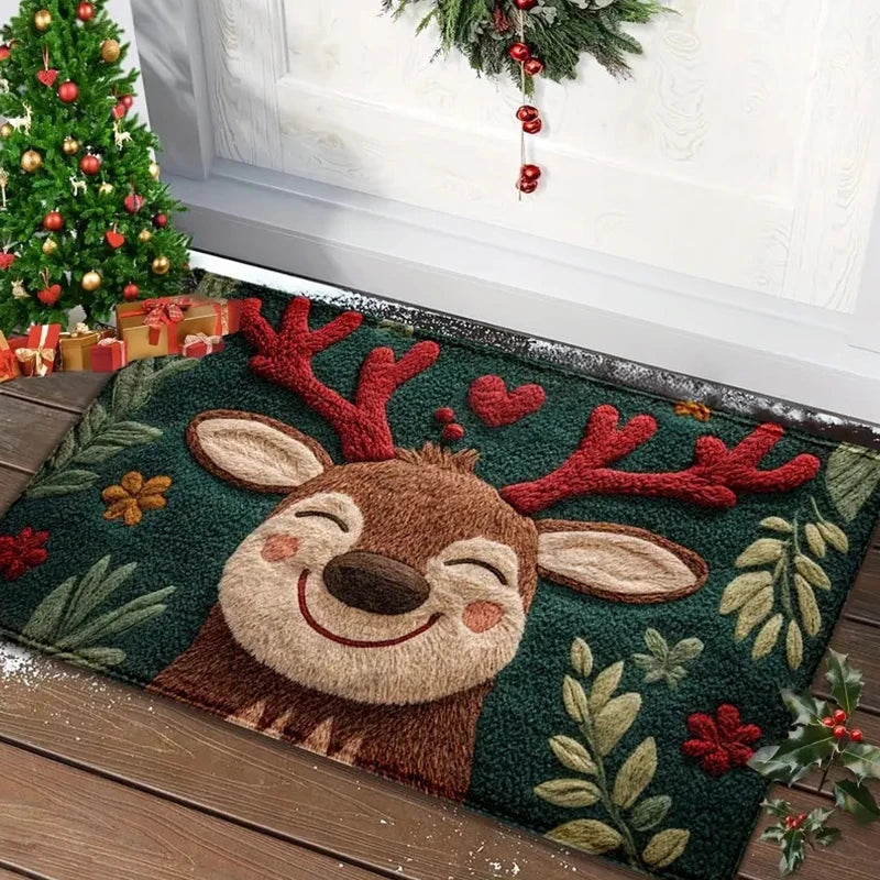 Christmas Santa & Gingerbread Door Mat – Festive Indoor/Outdoor Holiday Decor