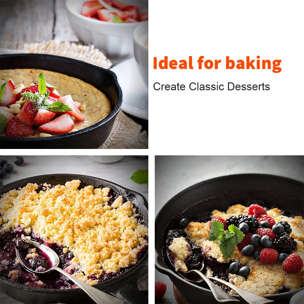 Cast Iron Frying Pan Set – 3 Pieces, Natural Non-Stick & Long-Lasting Quality