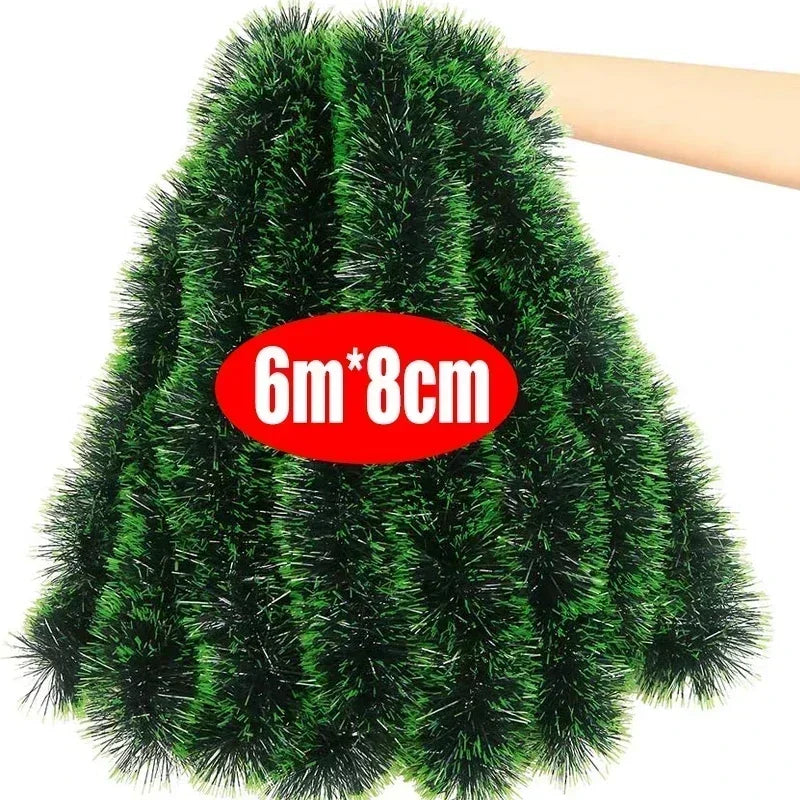 Christmas Green Tinsel Ribbon – Festive Garland for Trees & Holiday Decor