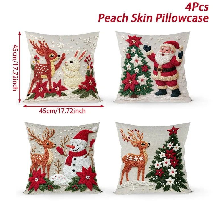 4pcs Christmas Pillow Covers – Soft, Durable & Holiday Style