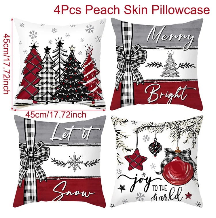 4pcs Christmas Pillow Covers – Soft, Durable & Holiday Style