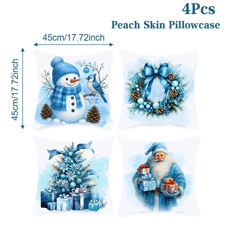 4pcs Christmas Pillow Covers – Soft, Durable & Holiday Style