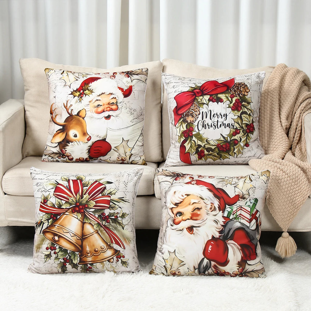 4pcs Christmas Pillow Covers – Soft, Durable & Holiday Style