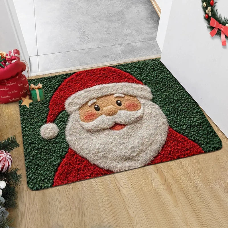 Christmas Santa & Gingerbread Door Mat – Festive Indoor/Outdoor Holiday Decor