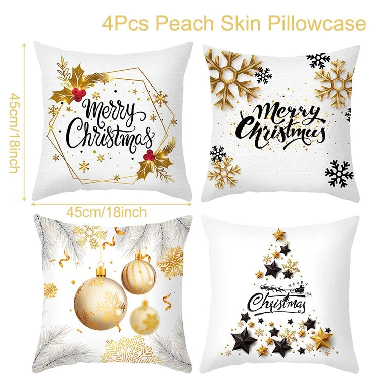 4pcs Christmas Pillow Covers – Soft, Durable & Holiday Style