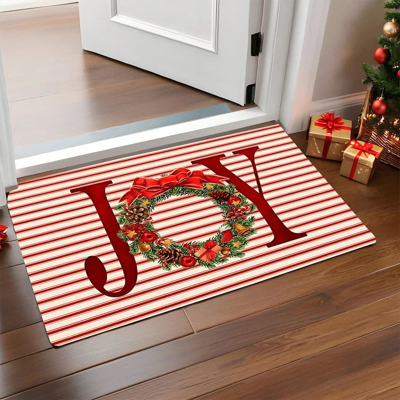 Christmas Santa & Gingerbread Door Mat – Festive Indoor/Outdoor Holiday Decor
