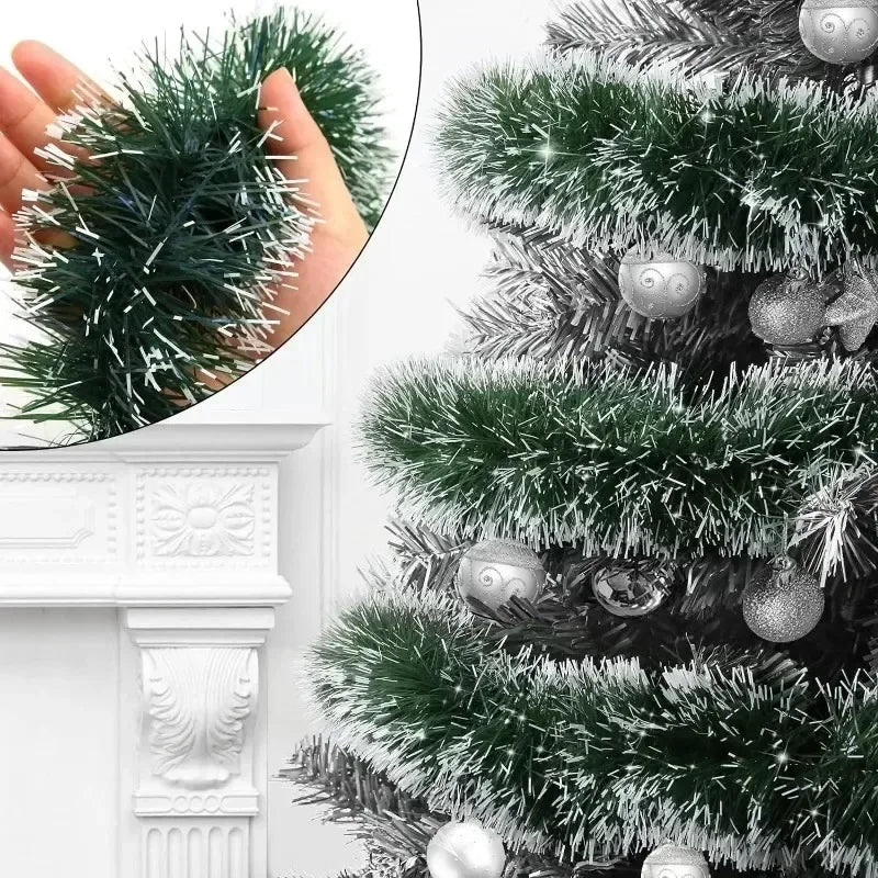Christmas Green Tinsel Ribbon – Festive Garland for Trees & Holiday Decor
