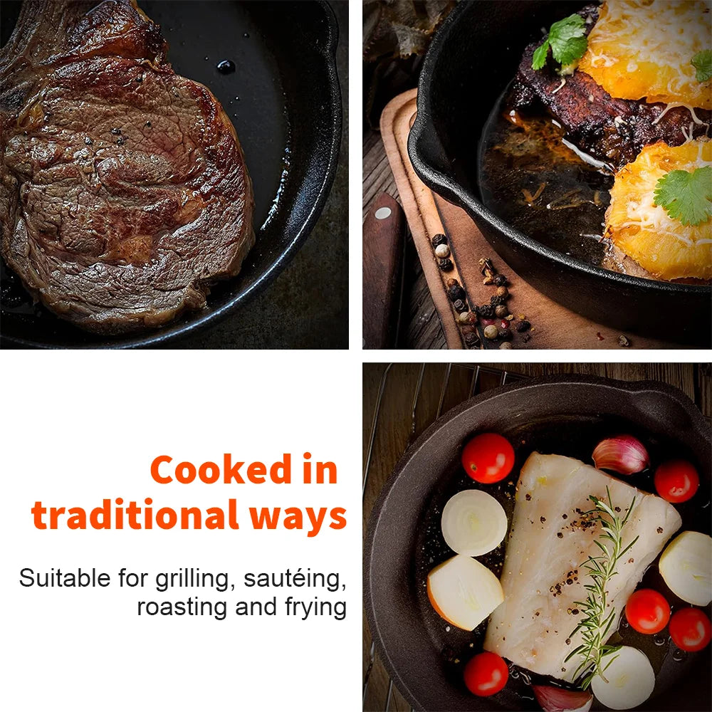 Cast Iron Frying Pan Set – 3 Pieces, Natural Non-Stick & Long-Lasting Quality