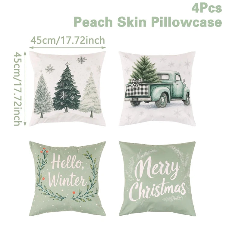 4pcs Christmas Pillow Covers – Soft, Durable & Holiday Style