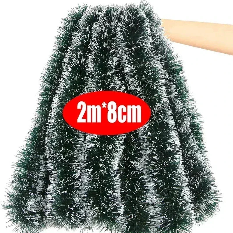 Christmas Green Tinsel Ribbon – Festive Garland for Trees & Holiday Decor