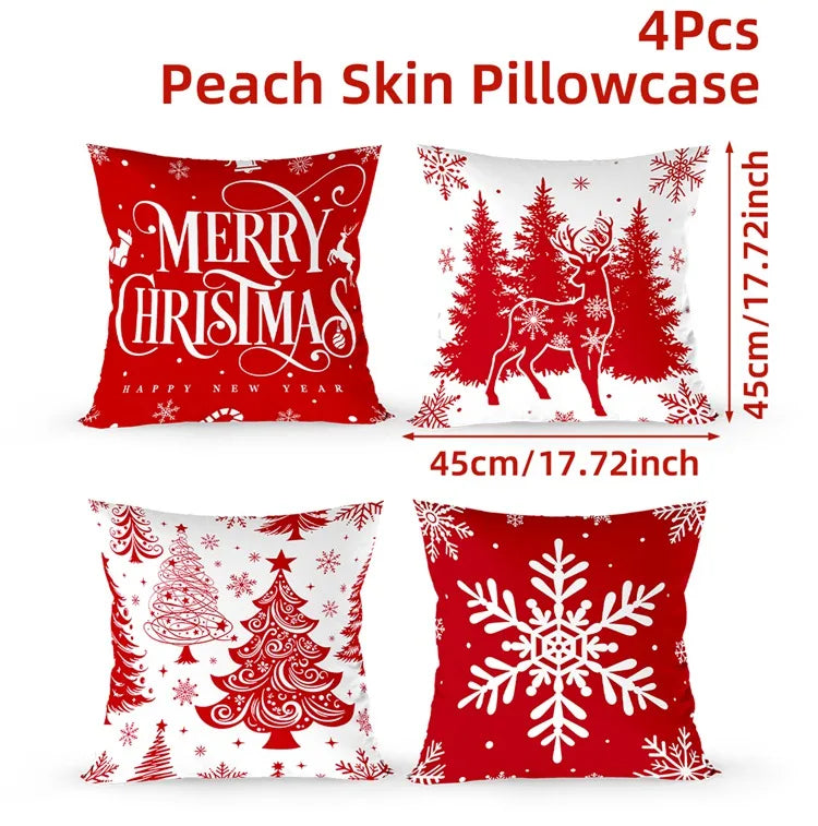 4pcs Christmas Pillow Covers – Soft, Durable & Holiday Style