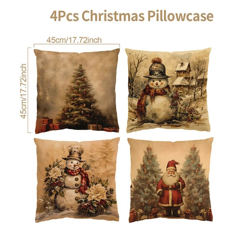 4pcs Christmas Pillow Covers – Soft, Durable & Holiday Style