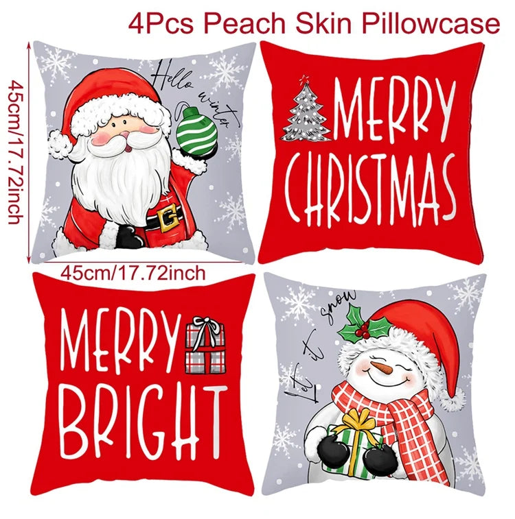 4pcs Christmas Pillow Covers – Soft, Durable & Holiday Style