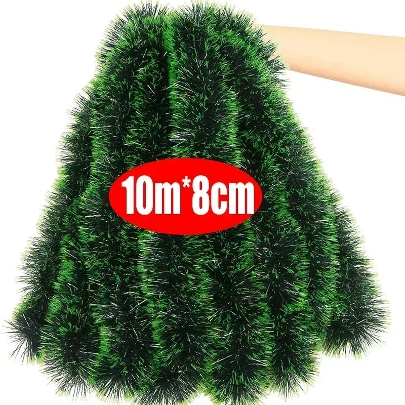 Christmas Green Tinsel Ribbon – Festive Garland for Trees & Holiday Decor