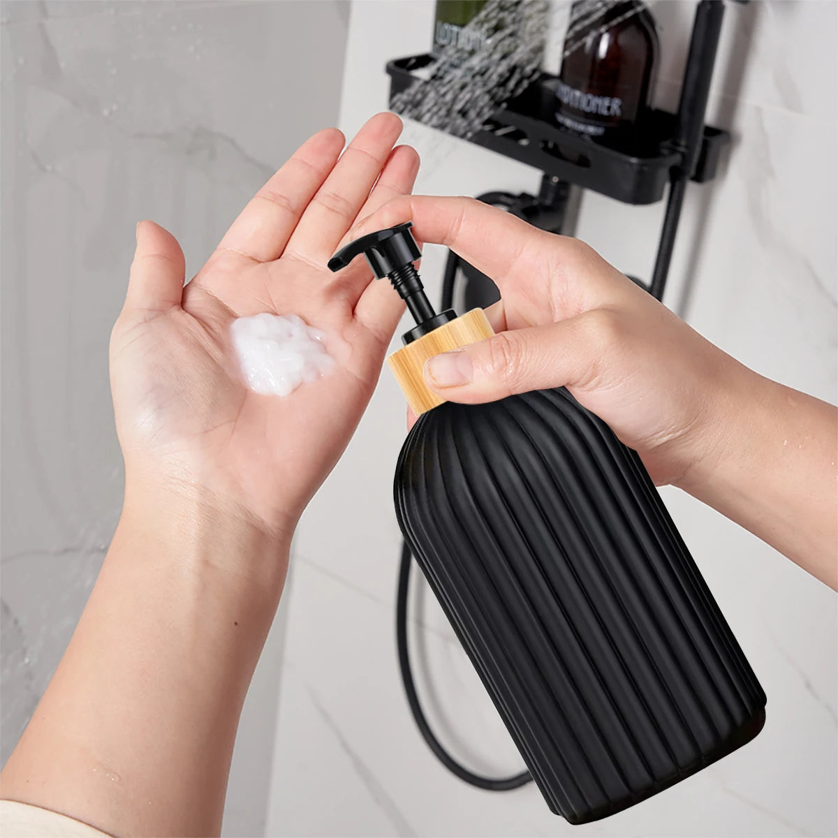 SET!! Liquid soap dispenser, cotton swab holder, toothbrush holder