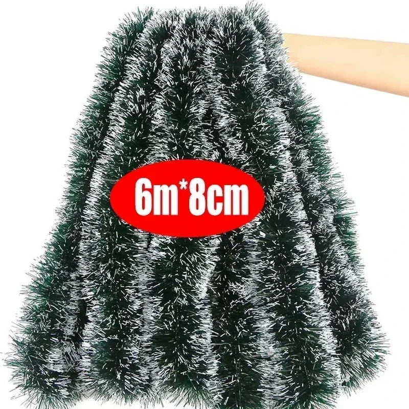 Christmas Green Tinsel Ribbon – Festive Garland for Trees & Holiday Decor