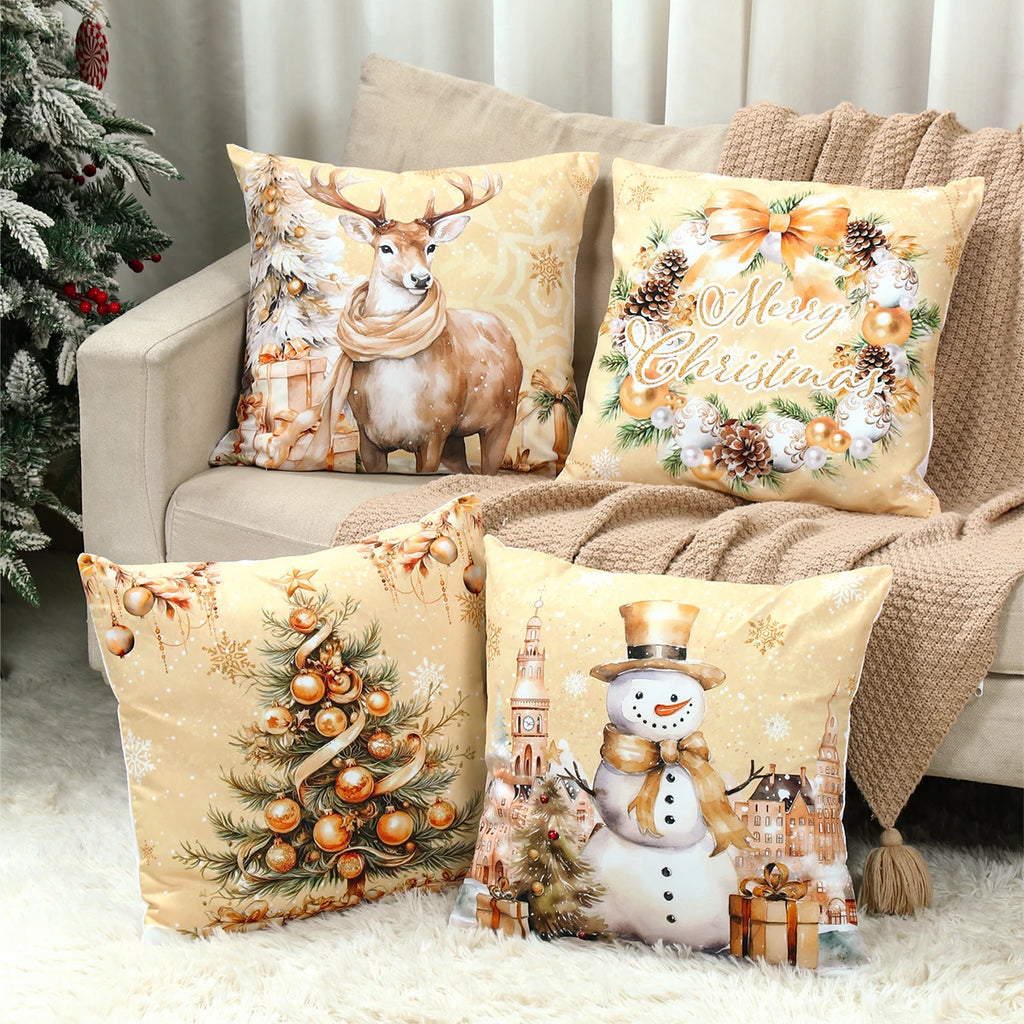 4pcs Christmas Pillow Covers – Soft, Durable & Holiday Style