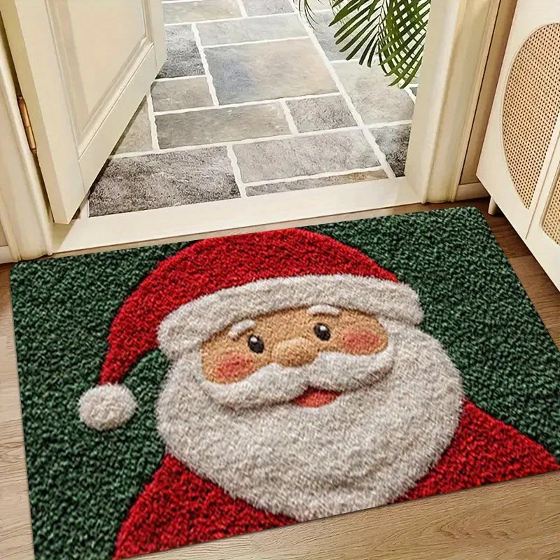 Christmas Santa & Gingerbread Door Mat – Festive Indoor/Outdoor Holiday Decor