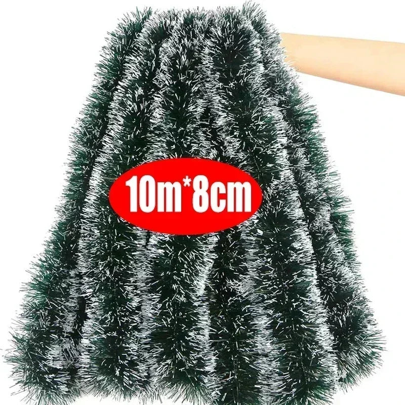 Christmas Green Tinsel Ribbon – Festive Garland for Trees & Holiday Decor