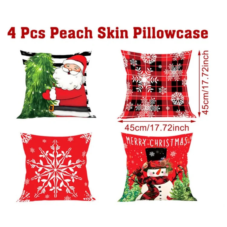 4pcs Christmas Pillow Covers – Soft, Durable & Holiday Style