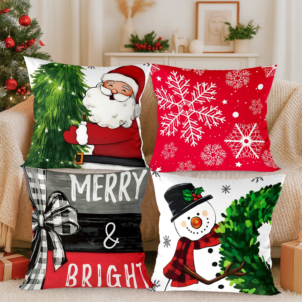 4pcs Christmas Pillow Covers – Soft, Durable & Holiday Style